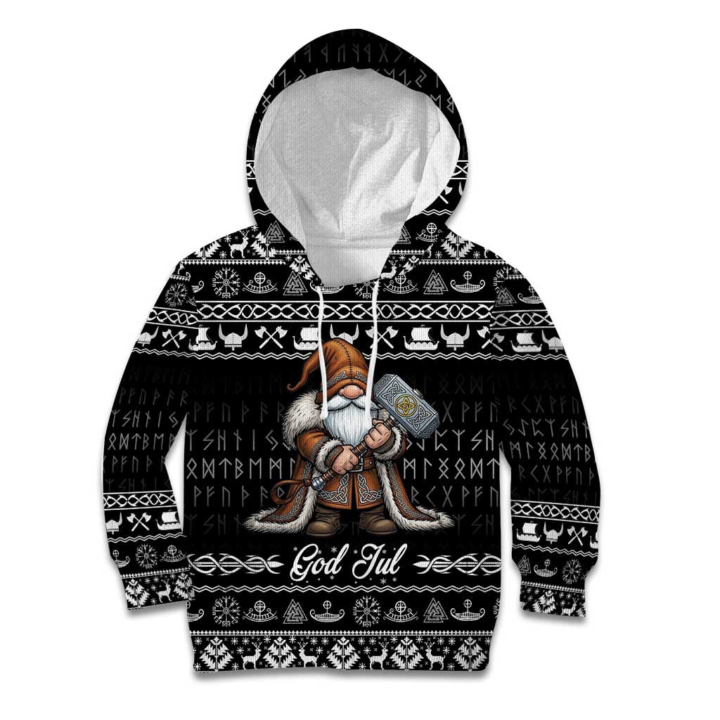 Viking Gnome Christmas Kid Hoodie Nordic Xmas Spirit Pattern - Wonder Print Shop