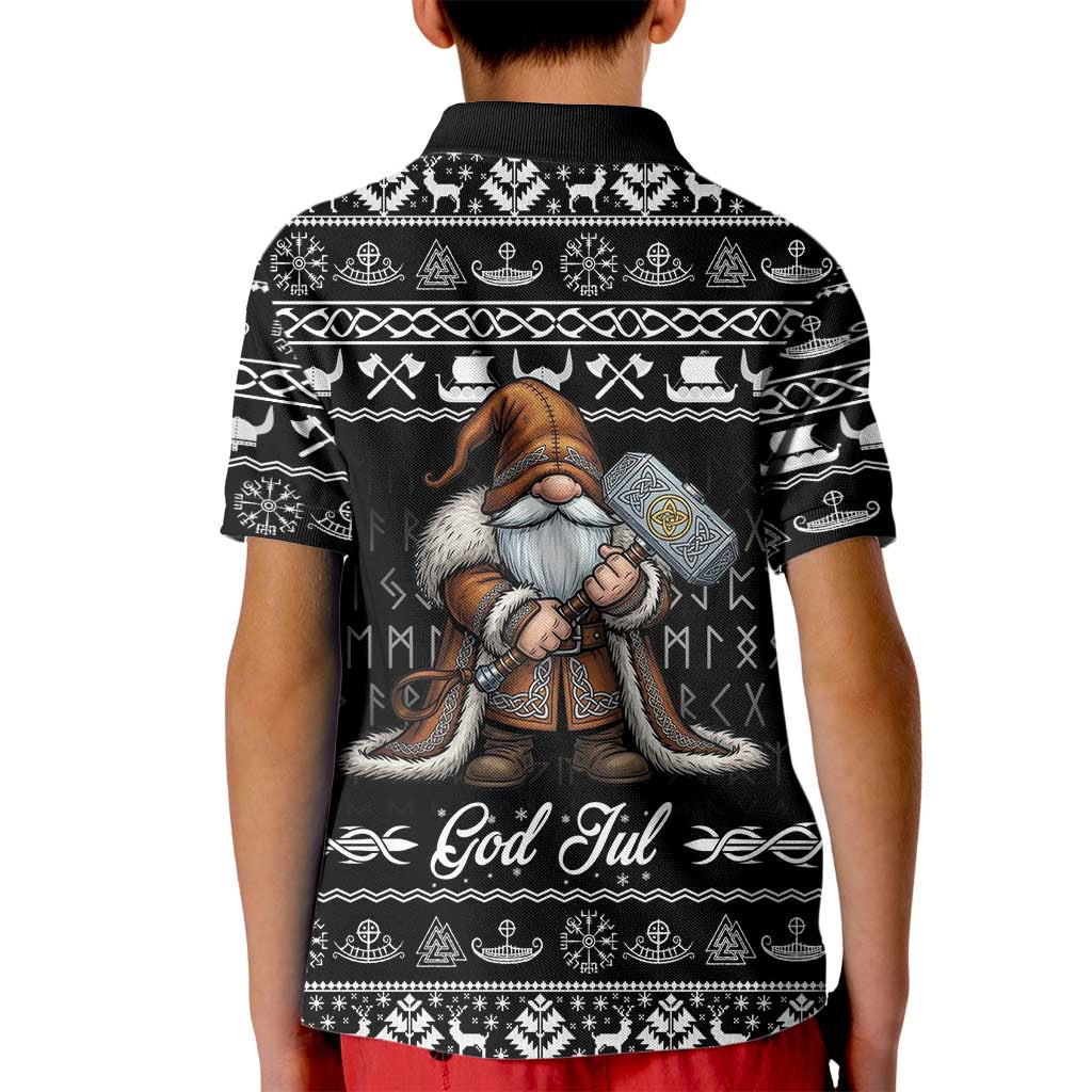 Viking Gnome Christmas Kid Polo Shirt Nordic Xmas Spirit Pattern - Wonder Print Shop
