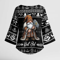 Viking Gnome Christmas Kimono Sleeve Blouse Nordic Xmas Spirit Pattern - Wonder Print Shop