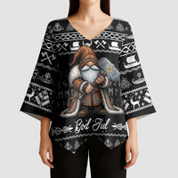 Viking Gnome Christmas Kimono Sleeve Blouse Nordic Xmas Spirit Pattern - Wonder Print Shop
