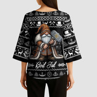 Viking Gnome Christmas Kimono Sleeve Blouse Nordic Xmas Spirit Pattern - Wonder Print Shop
