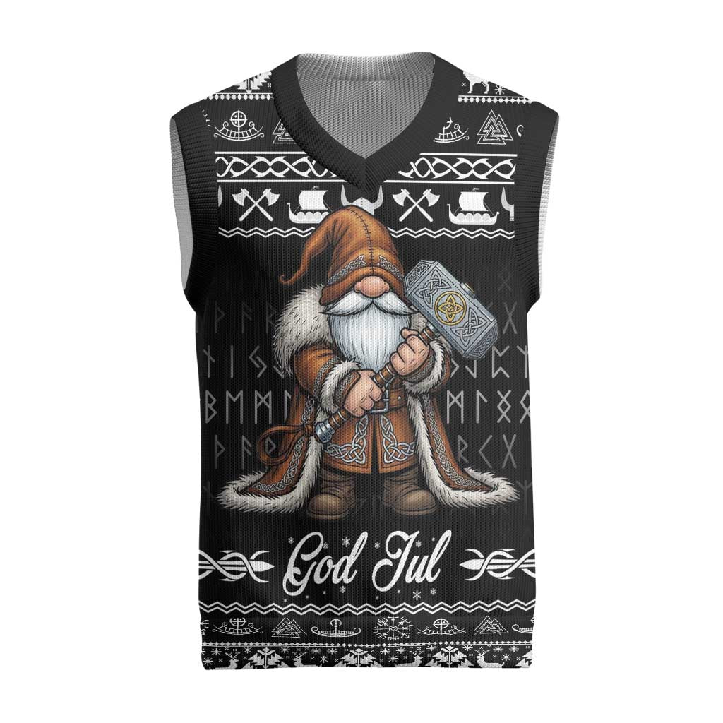 Viking Gnome Christmas Knitted V-Neck Vest Nordic Xmas Spirit Pattern - Wonder Print Shop