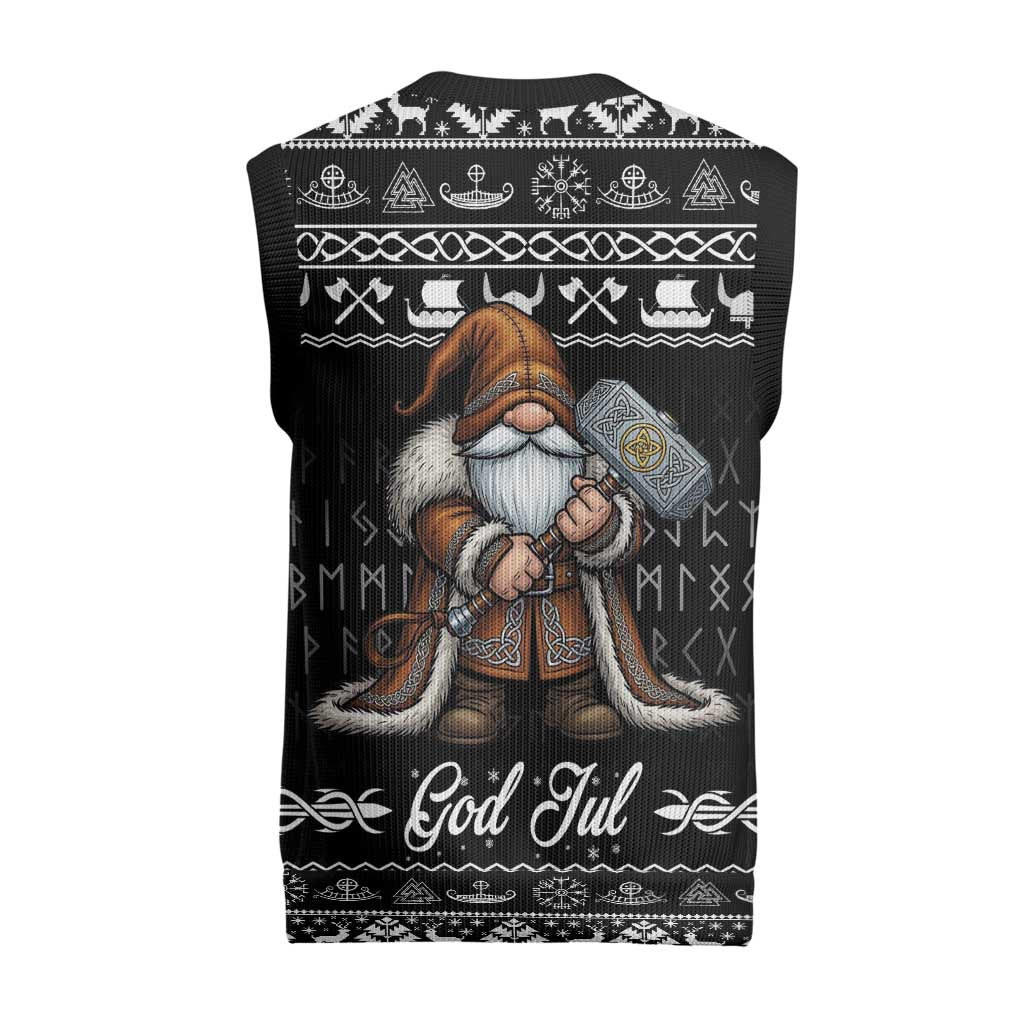 Viking Gnome Christmas Knitted V-Neck Vest Nordic Xmas Spirit Pattern - Wonder Print Shop