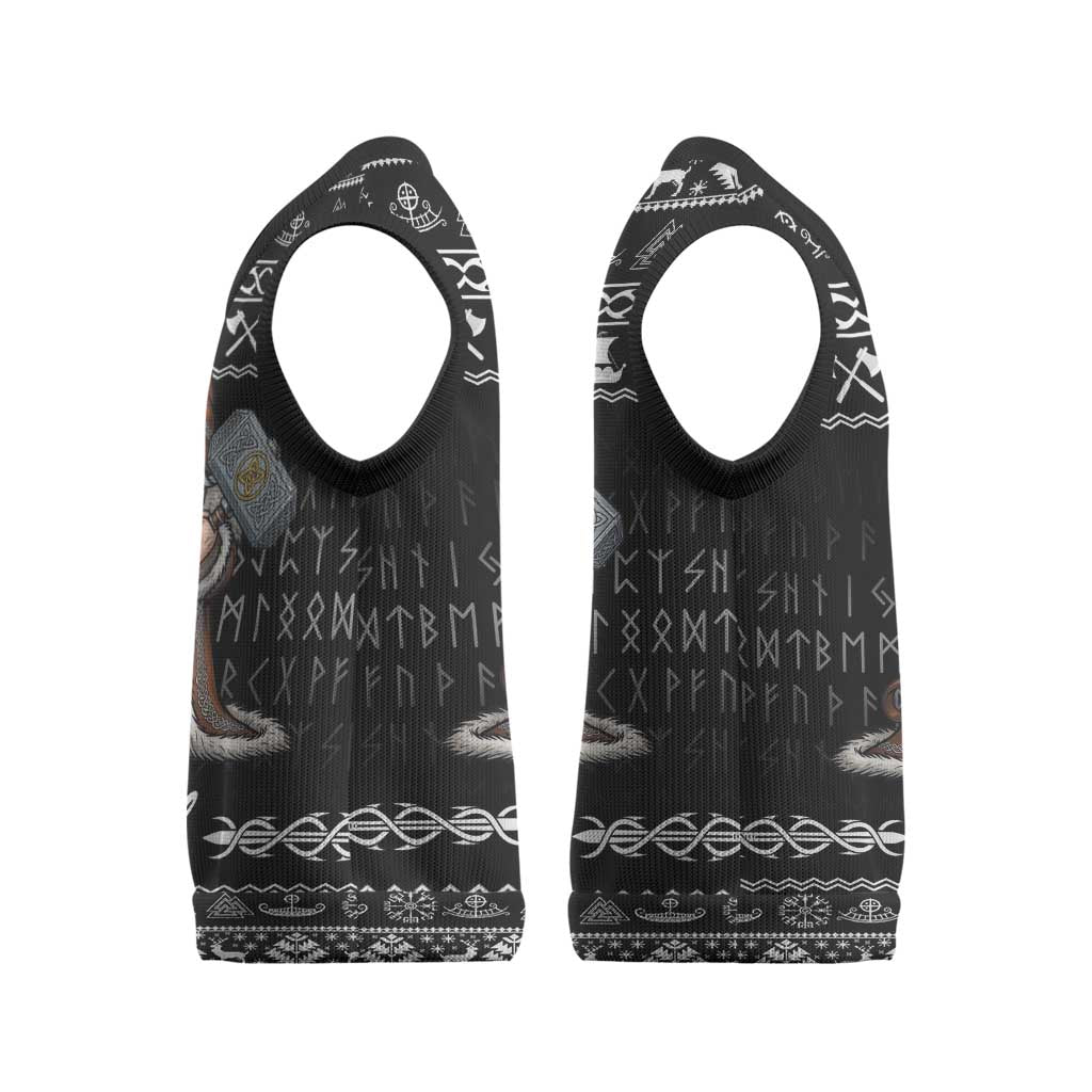 Viking Gnome Christmas Knitted V-Neck Vest Nordic Xmas Spirit Pattern - Wonder Print Shop
