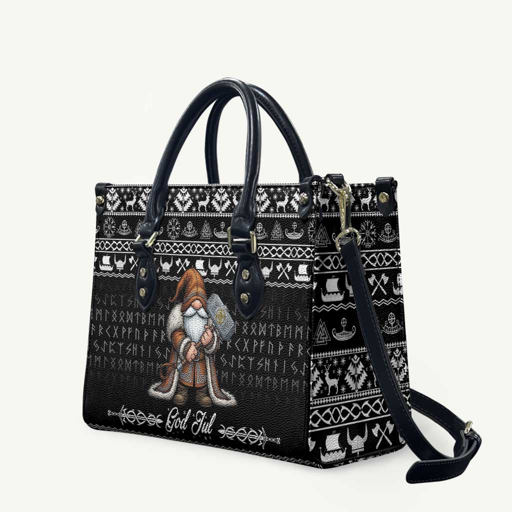Viking Gnome Christmas Leather Bag Nordic Xmas Spirit Pattern - Wonder Print Shop