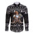 Viking Gnome Christmas Long Sleeve Button Shirt Nordic Xmas Spirit Pattern - Wonder Print Shop