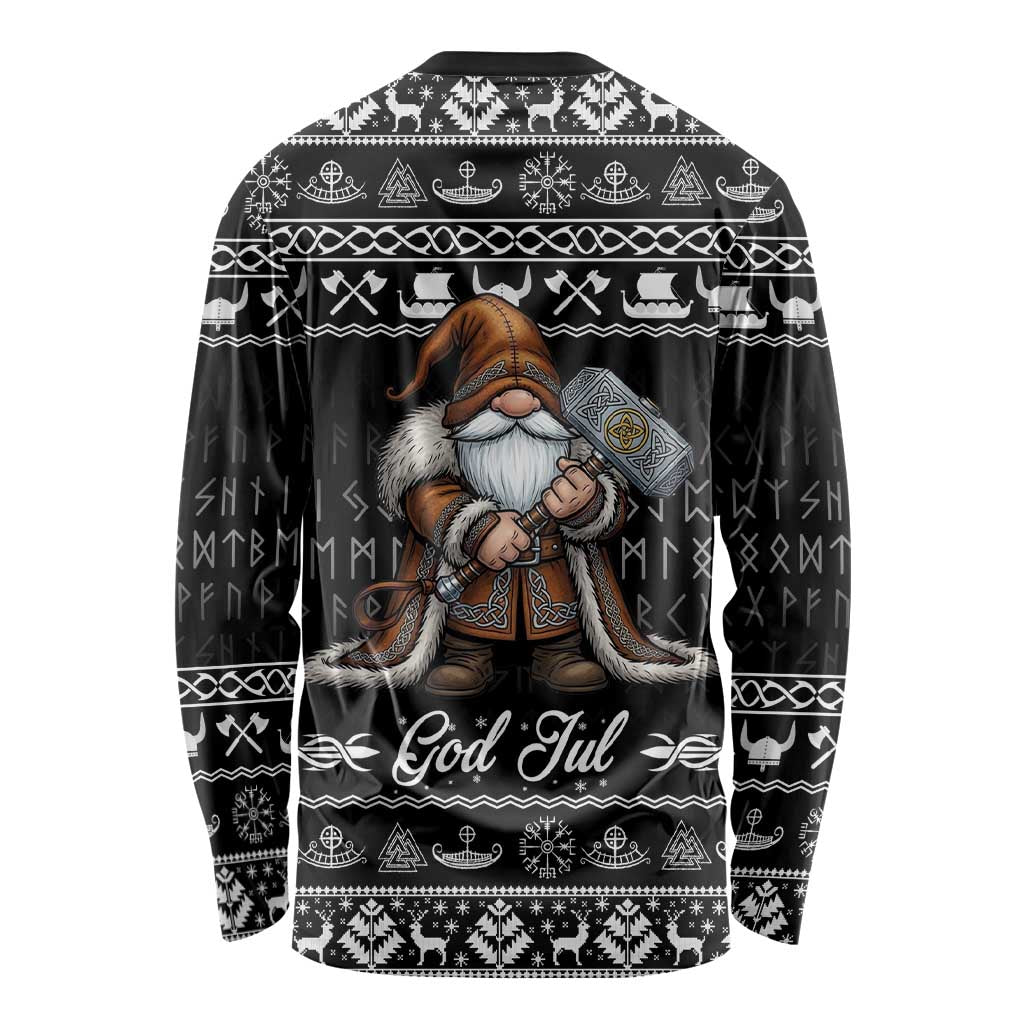 Viking Gnome Christmas Long Sleeve Shirt Nordic Xmas Spirit Pattern - Wonder Print Shop