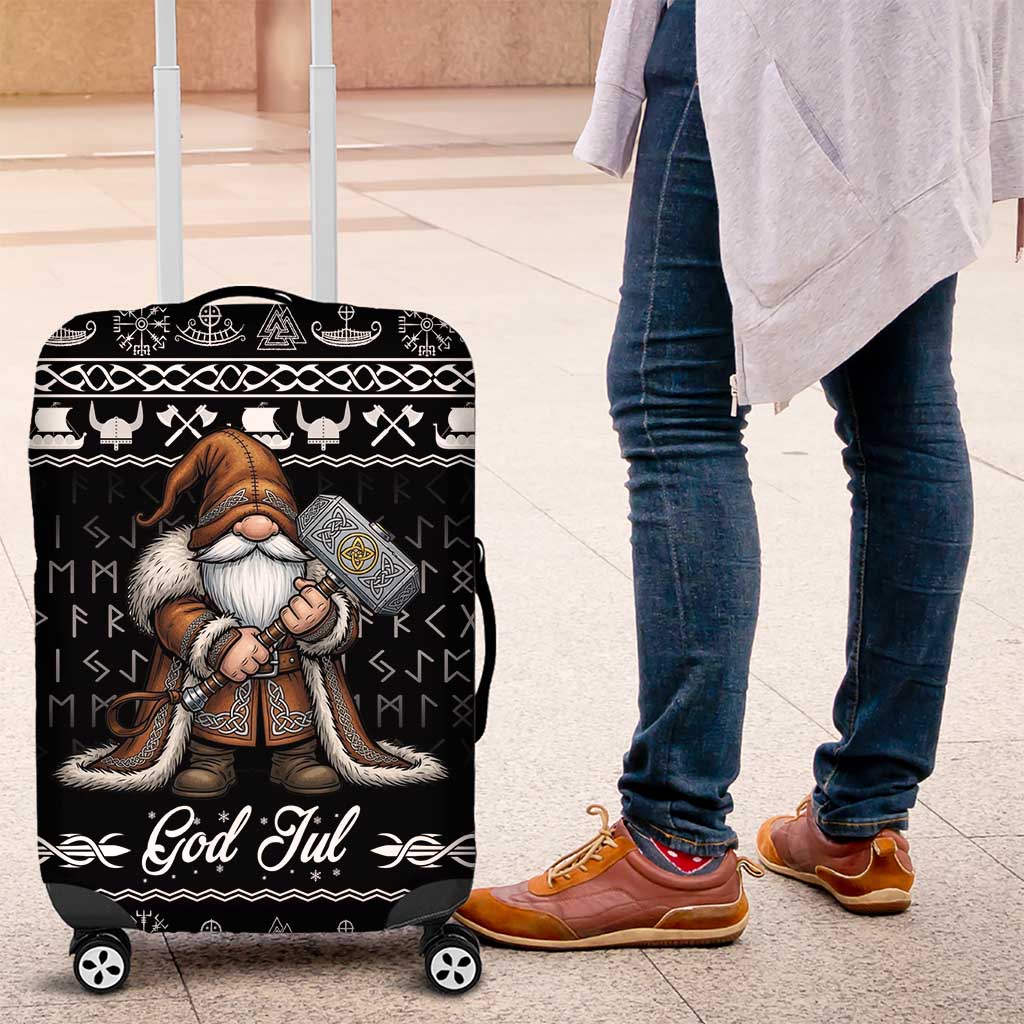 Viking Gnome Christmas Luggage Cover Nordic Xmas Spirit Pattern - Wonder Print Shop
