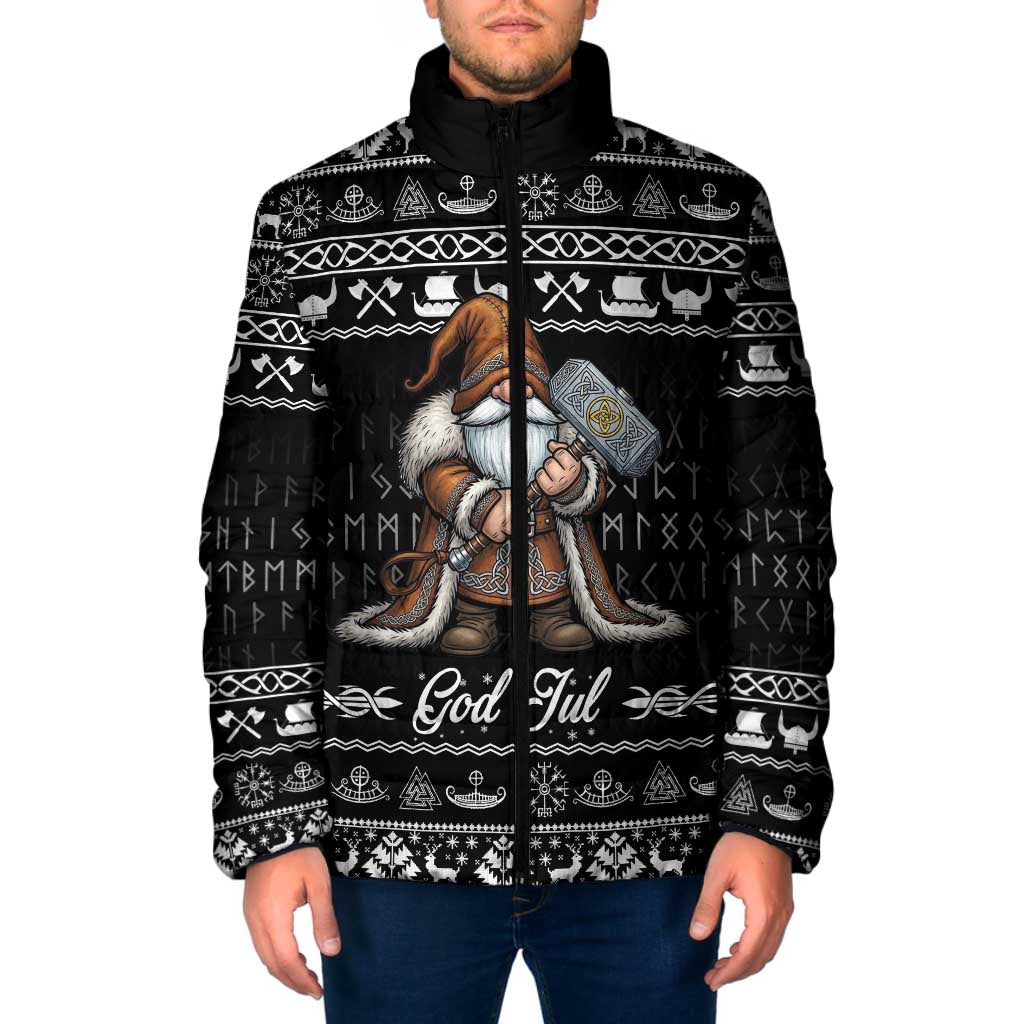Viking Gnome Christmas Padded Jacket Nordic Xmas Spirit Pattern - Wonder Print Shop