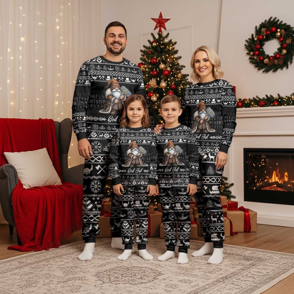 Viking Gnome Christmas Pajama Set Nordic Xmas Spirit Pattern - Wonder Print Shop