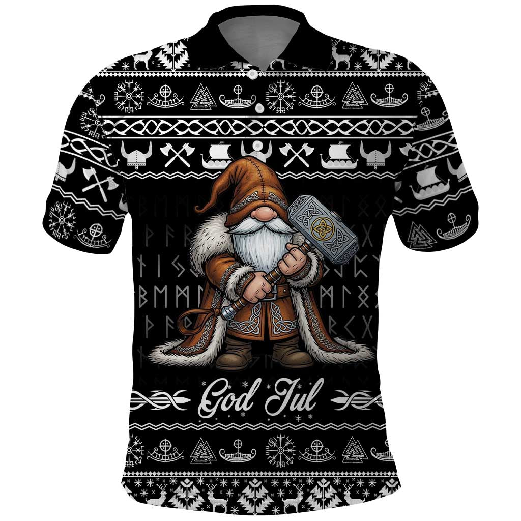 Viking Gnome Christmas Polo Shirt Nordic Xmas Spirit Pattern - Wonder Print Shop