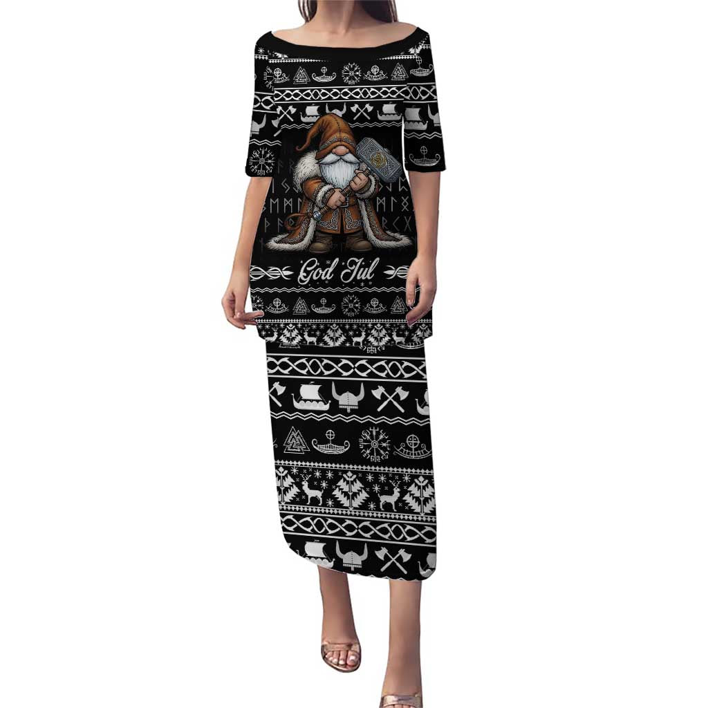 Viking Gnome Christmas Puletasi Nordic Xmas Spirit Pattern - Wonder Print Shop