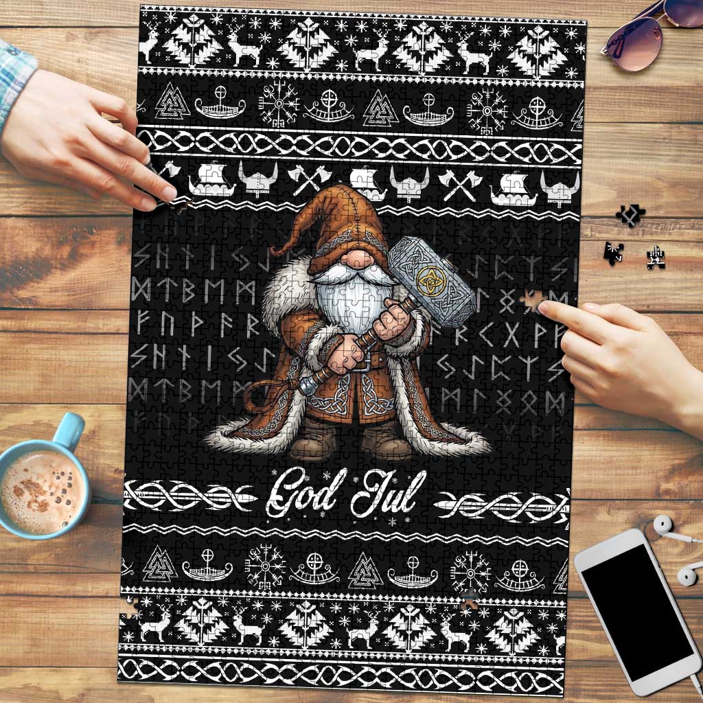 Viking Gnome Christmas Puzzle Nordic Xmas Spirit Pattern - Wonder Print Shop