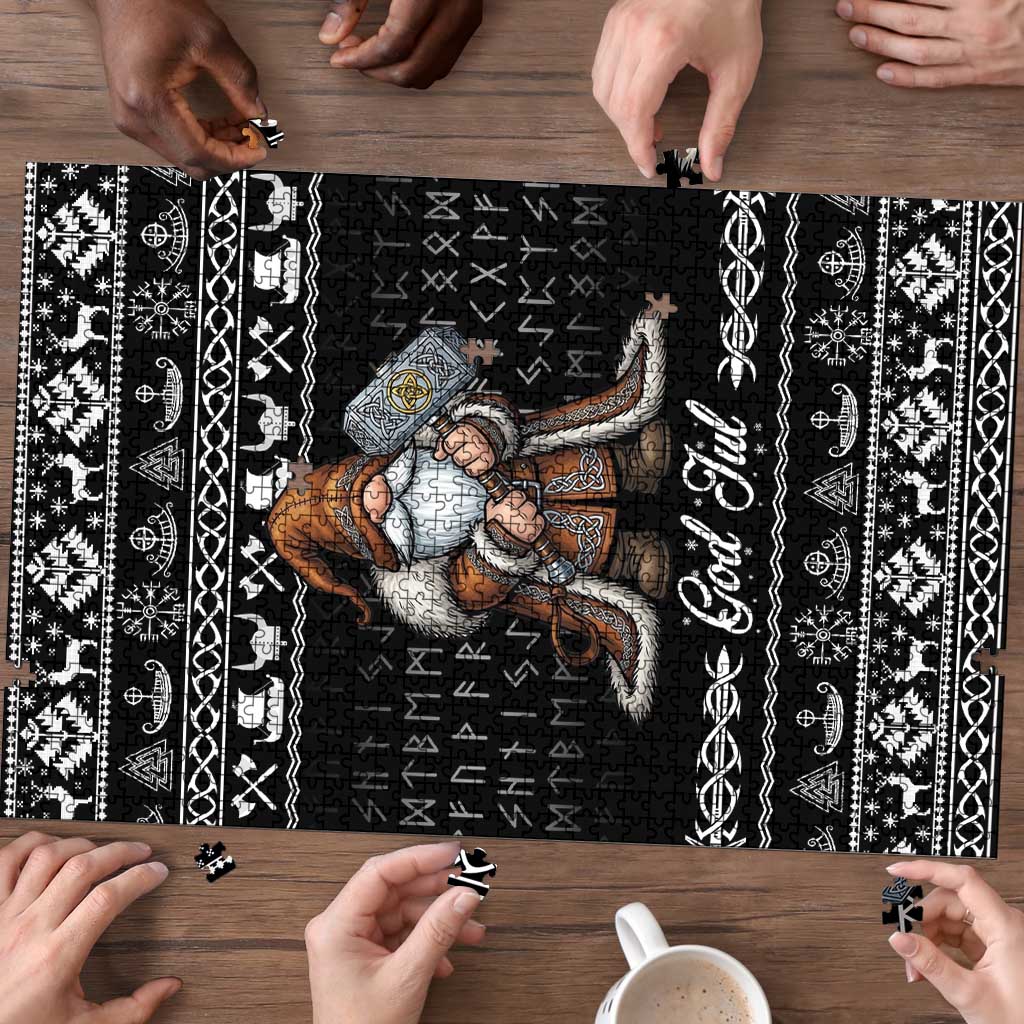 Viking Gnome Christmas Puzzle Nordic Xmas Spirit Pattern - Wonder Print Shop