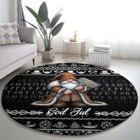 Viking Gnome Christmas Round Carpet Nordic Xmas Spirit Pattern - Wonder Print Shop