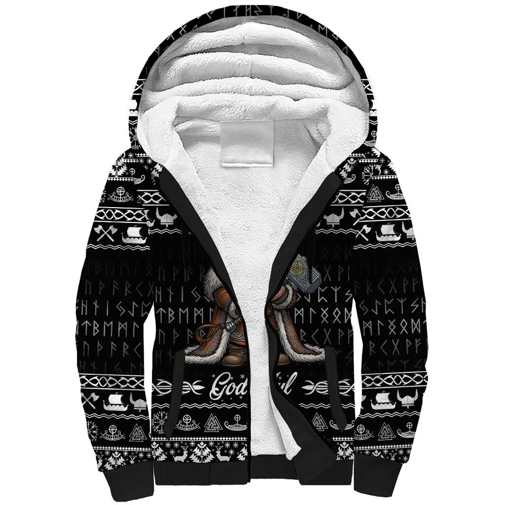 Viking Gnome Christmas Sherpa Hoodie Nordic Xmas Spirit Pattern - Wonder Print Shop