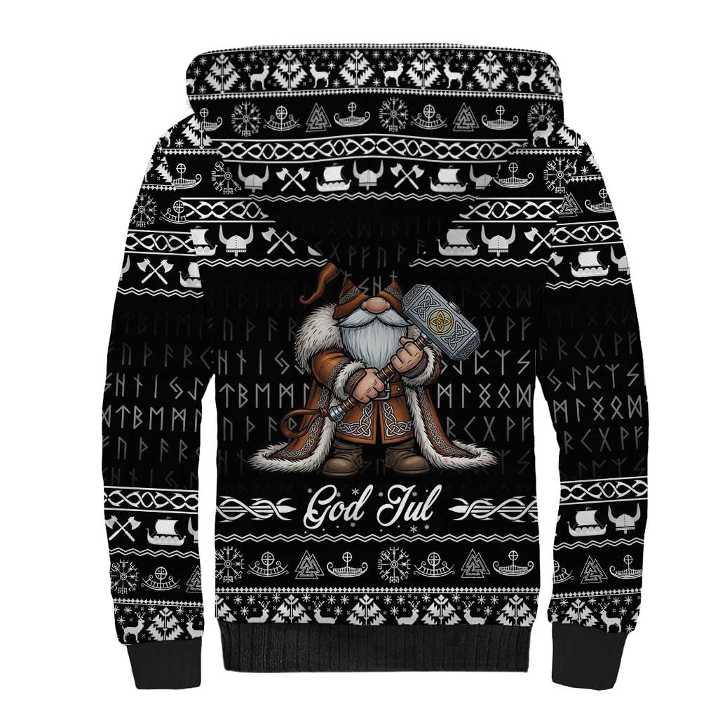 Viking Gnome Christmas Sherpa Hoodie Nordic Xmas Spirit Pattern - Wonder Print Shop