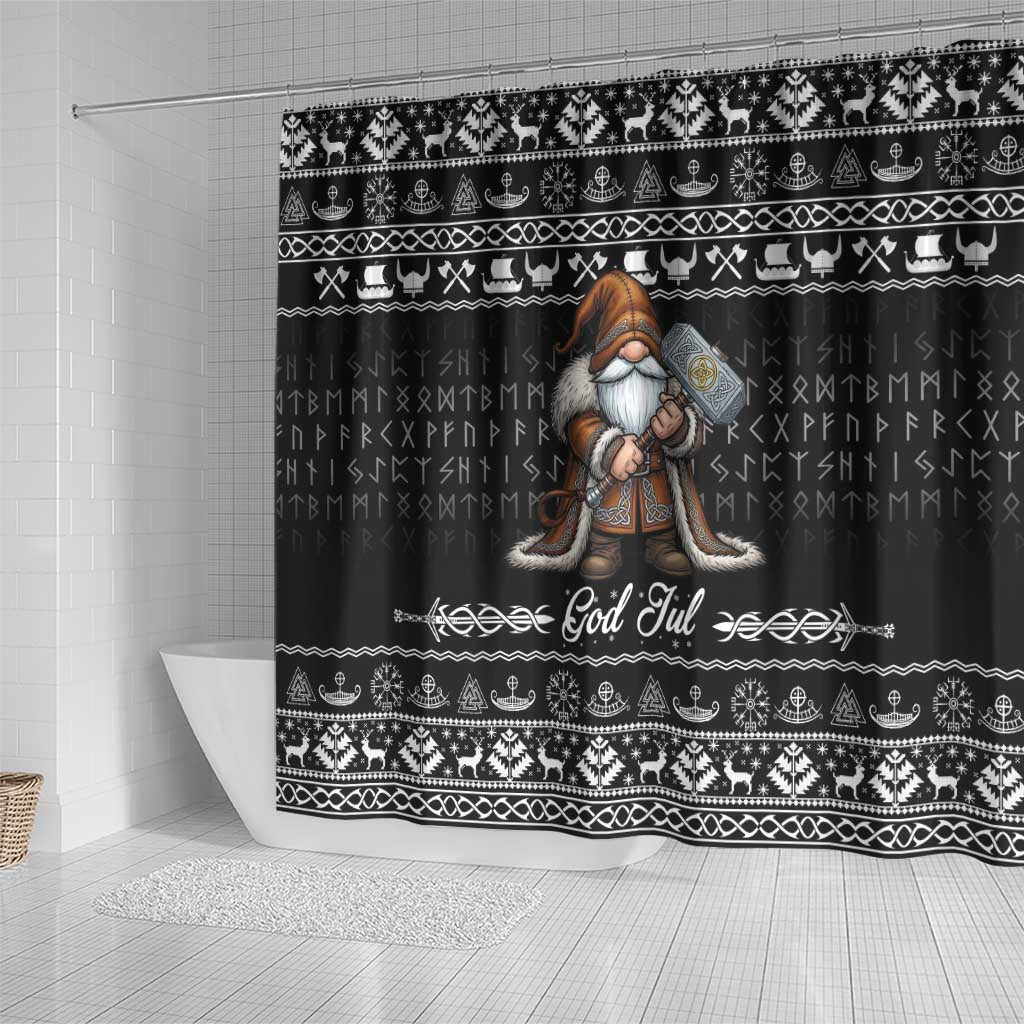 Viking Gnome Christmas Shower Curtain Nordic Xmas Spirit Pattern - Wonder Print Shop