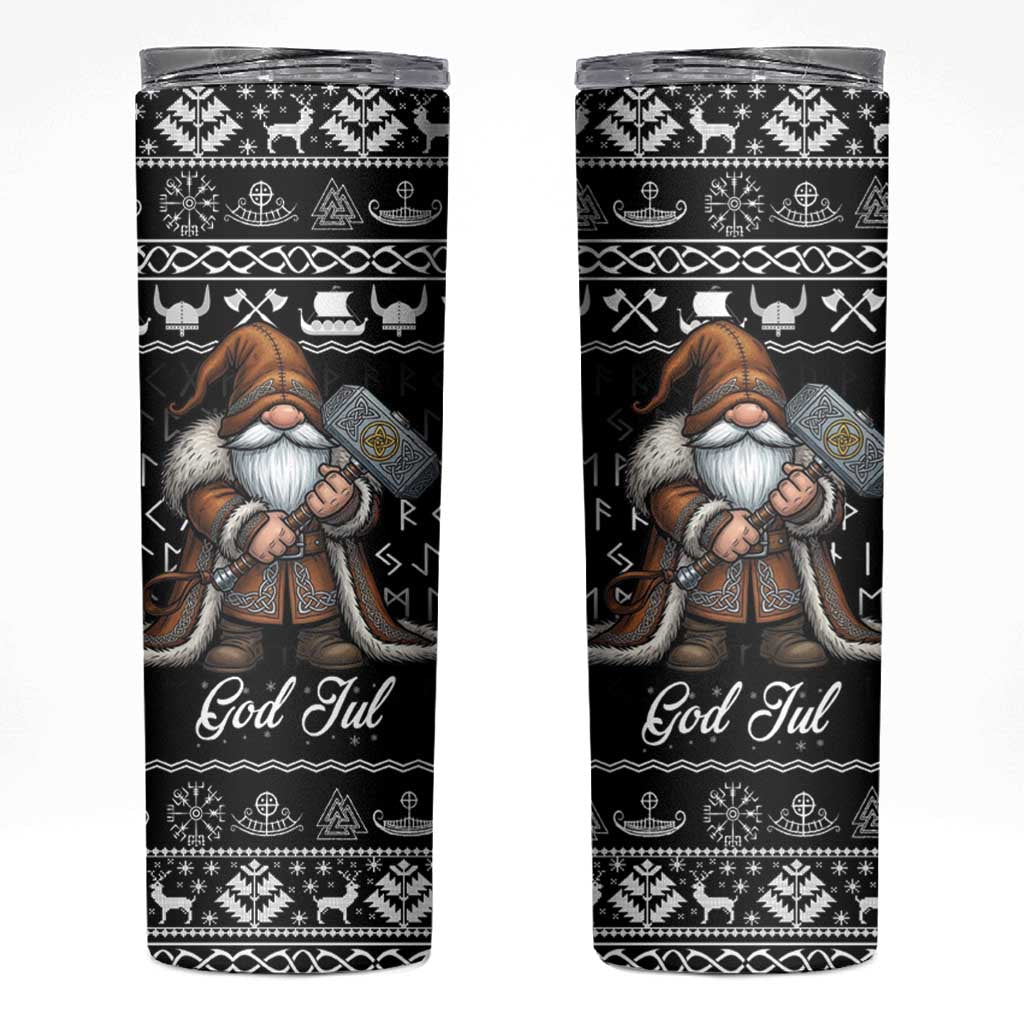 Viking Gnome Christmas Skinny Tumbler Nordic Xmas Spirit Pattern - Wonder Print Shop