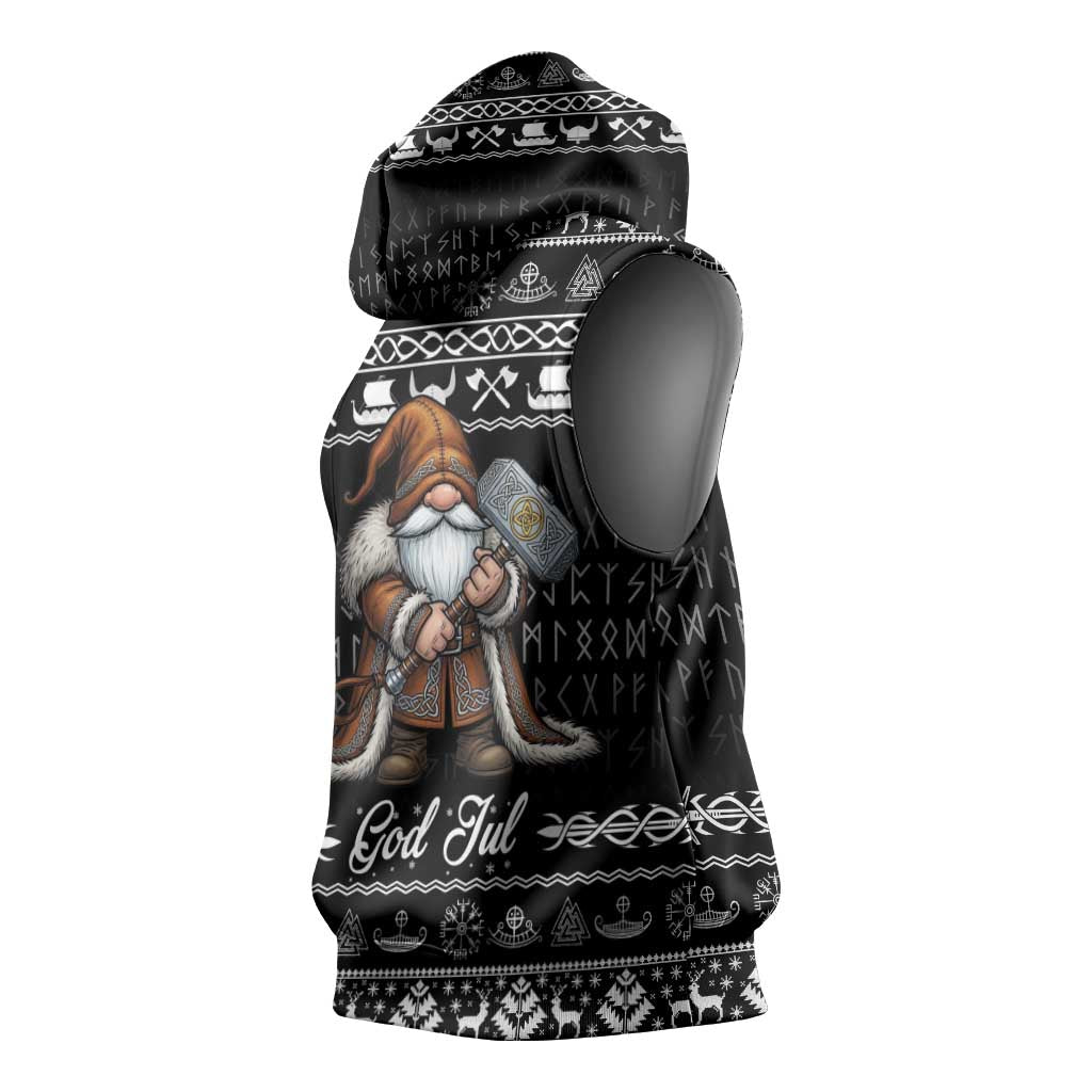 Viking Gnome Christmas Sleeveless Hoodie Nordic Xmas Spirit Pattern - Wonder Print Shop