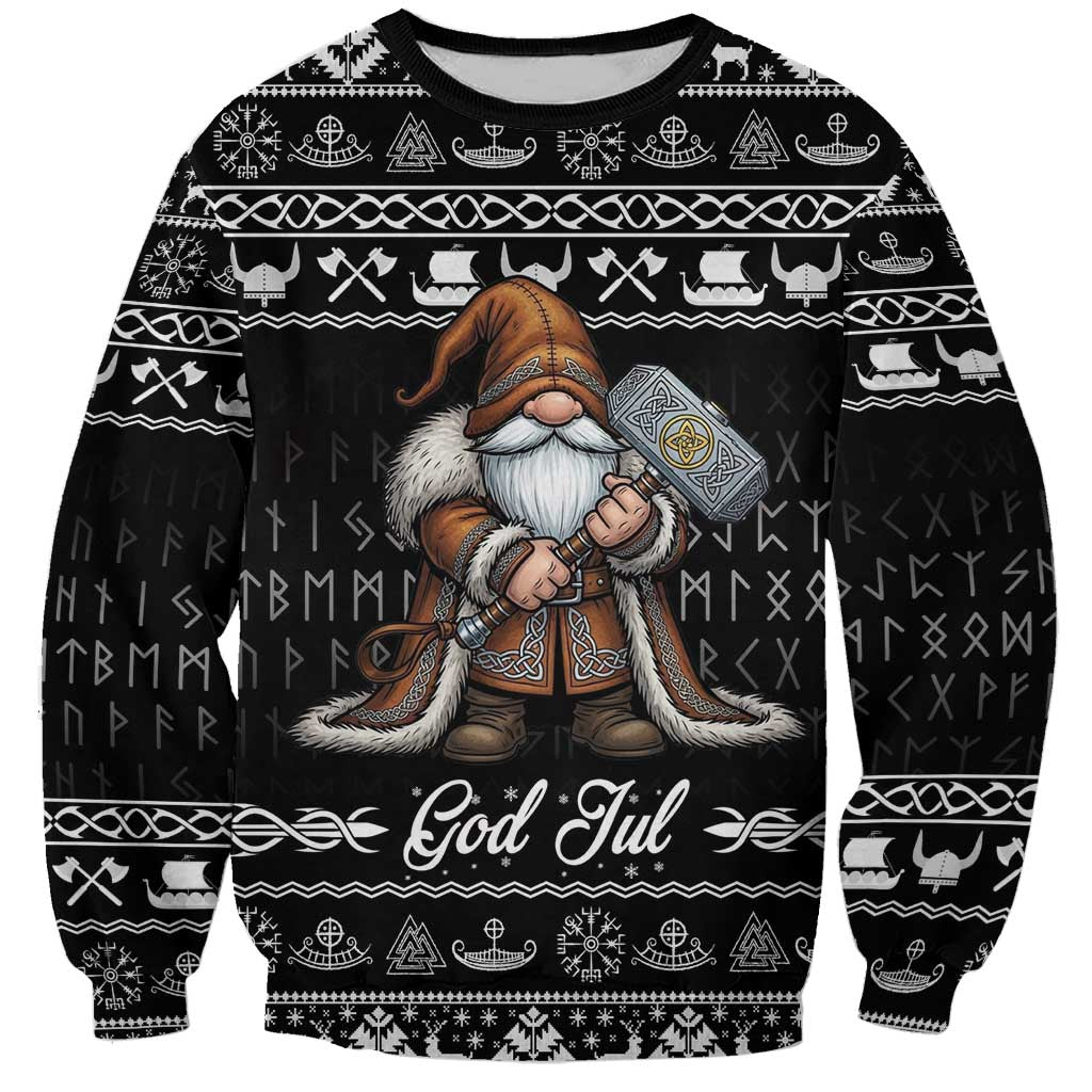 Viking Gnome Christmas Sweatshirt Nordic Xmas Spirit Pattern - Wonder Print Shop