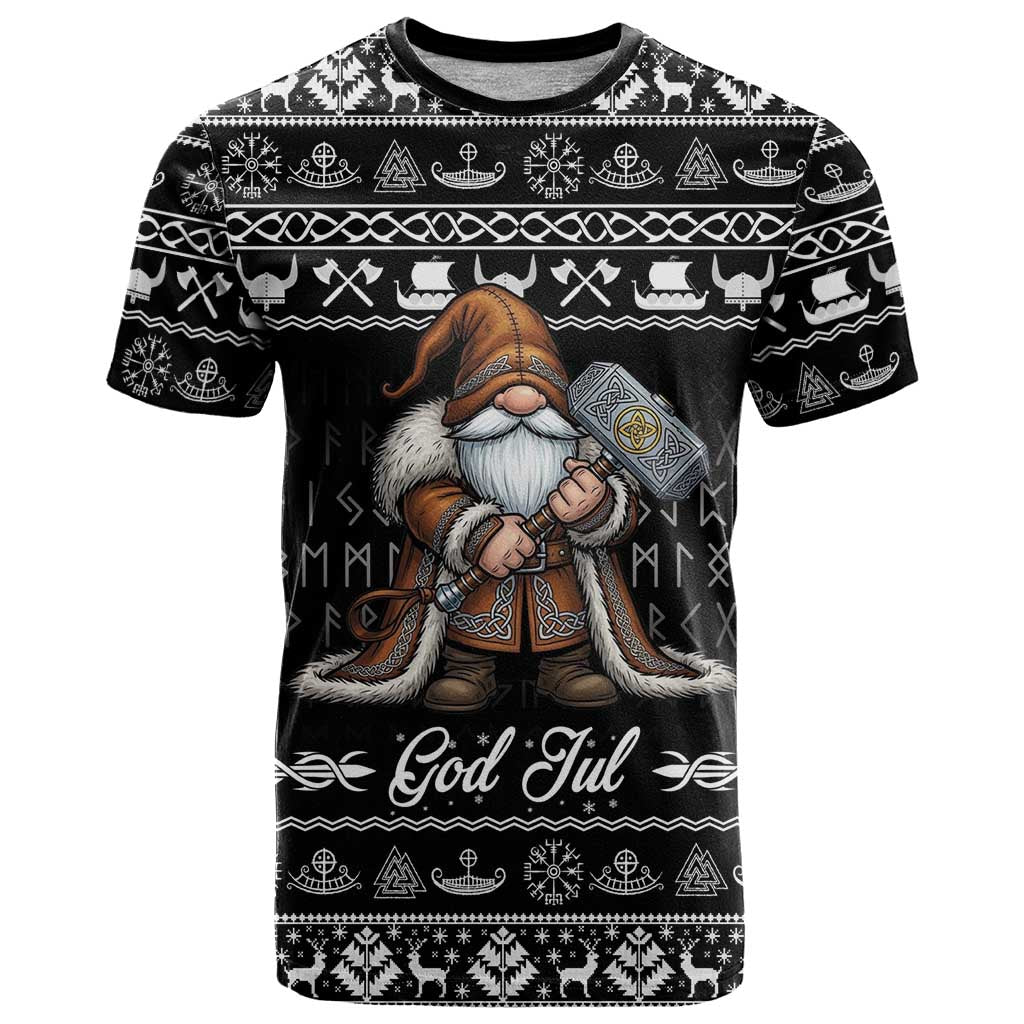 Viking Gnome Christmas T Shirt Nordic Xmas Spirit Pattern - Wonder Print Shop