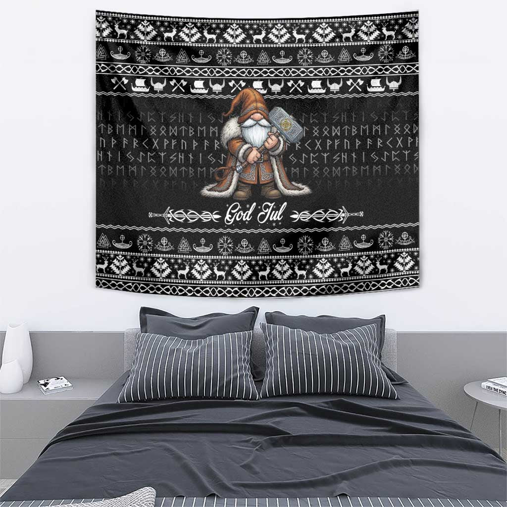 Viking Gnome Christmas Tapestry Nordic Xmas Spirit Pattern - Wonder Print Shop