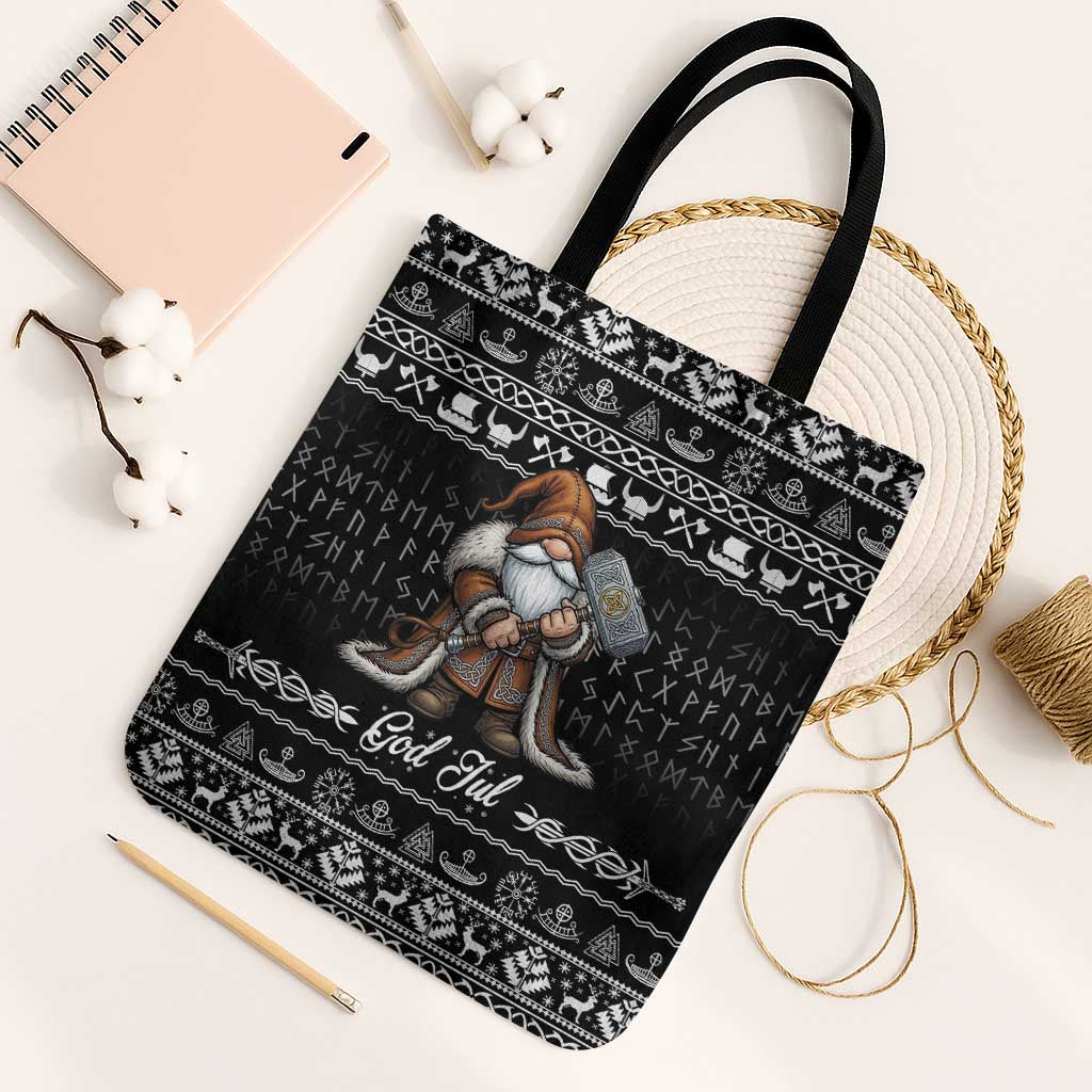 Viking Gnome Christmas Tote Bag Nordic Xmas Spirit Pattern - Wonder Print Shop