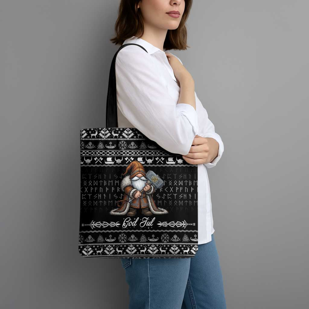 Viking Gnome Christmas Tote Bag Nordic Xmas Spirit Pattern - Wonder Print Shop