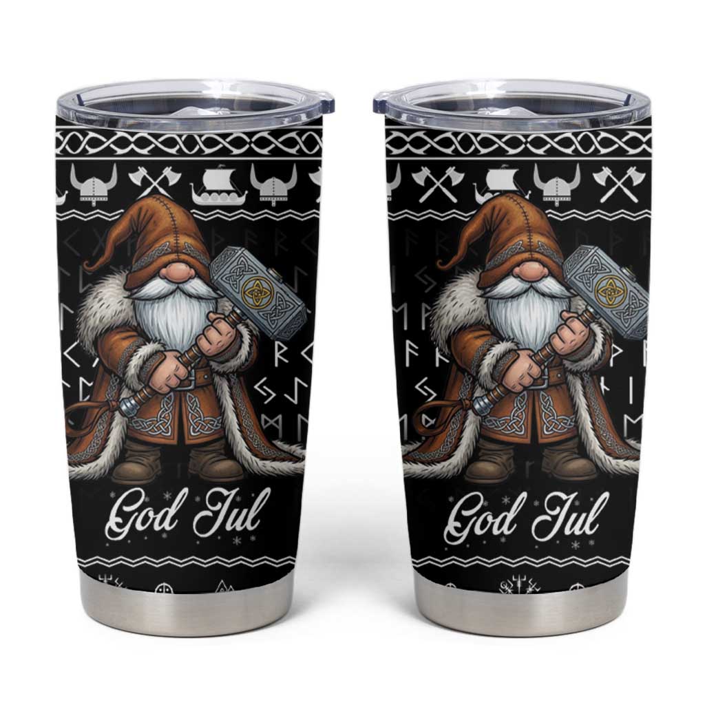 Viking Gnome Christmas Tumbler Cup Nordic Xmas Spirit Pattern - Wonder Print Shop
