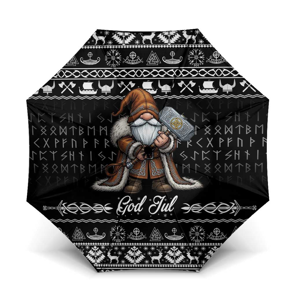 Viking Gnome Christmas Umbrella Nordic Xmas Spirit Pattern - Wonder Print Shop