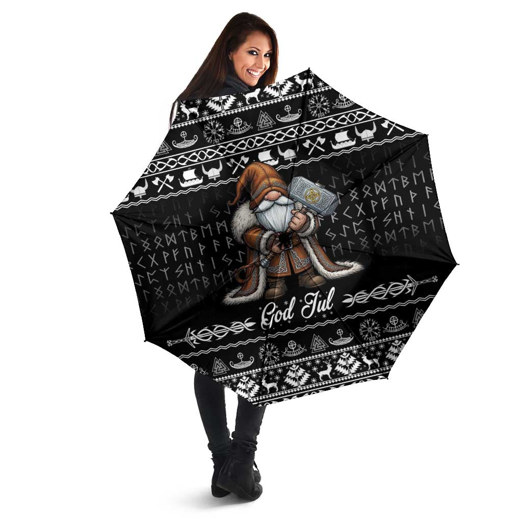 Viking Gnome Christmas Umbrella Nordic Xmas Spirit Pattern - Wonder Print Shop