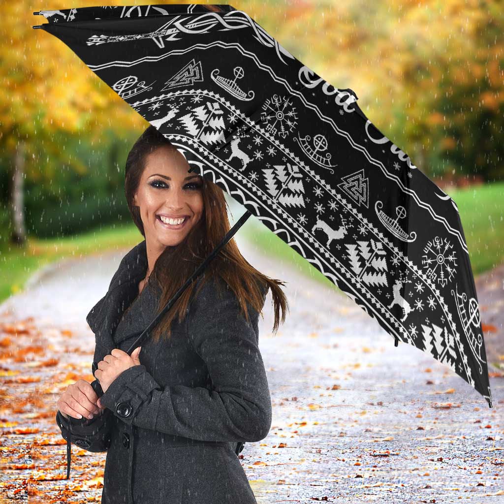 Viking Gnome Christmas Umbrella Nordic Xmas Spirit Pattern - Wonder Print Shop