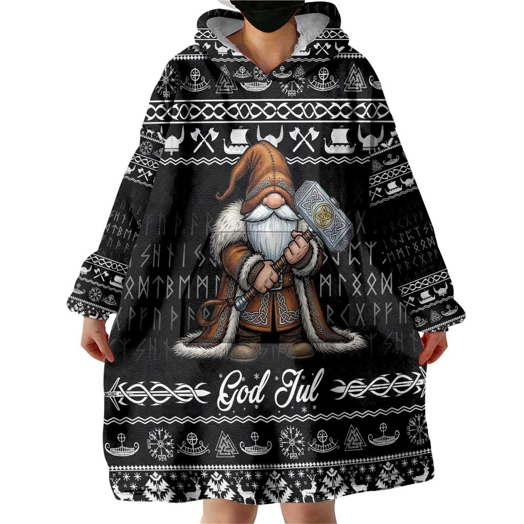 Viking Gnome Christmas Wearable Blanket Hoodie Nordic Xmas Spirit Pattern - Wonder Print Shop