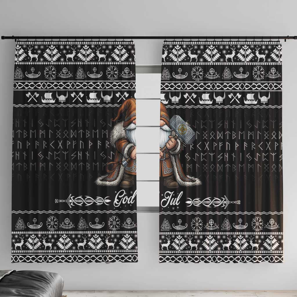 Viking Gnome Christmas Window Curtain Nordic Xmas Spirit Pattern - Wonder Print Shop