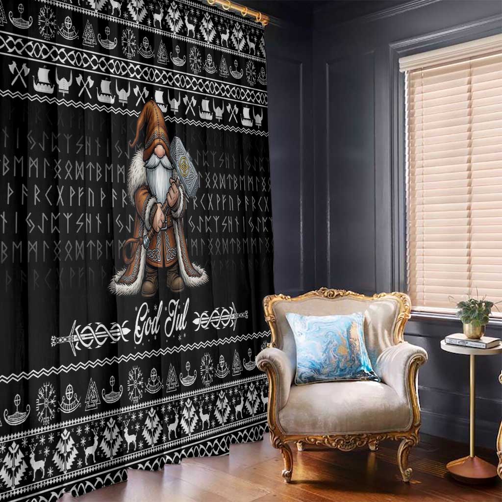 Viking Gnome Christmas Window Curtain Nordic Xmas Spirit Pattern - Wonder Print Shop