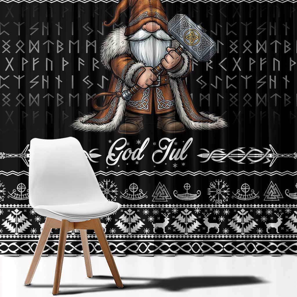Viking Gnome Christmas Window Curtain Nordic Xmas Spirit Pattern - Wonder Print Shop