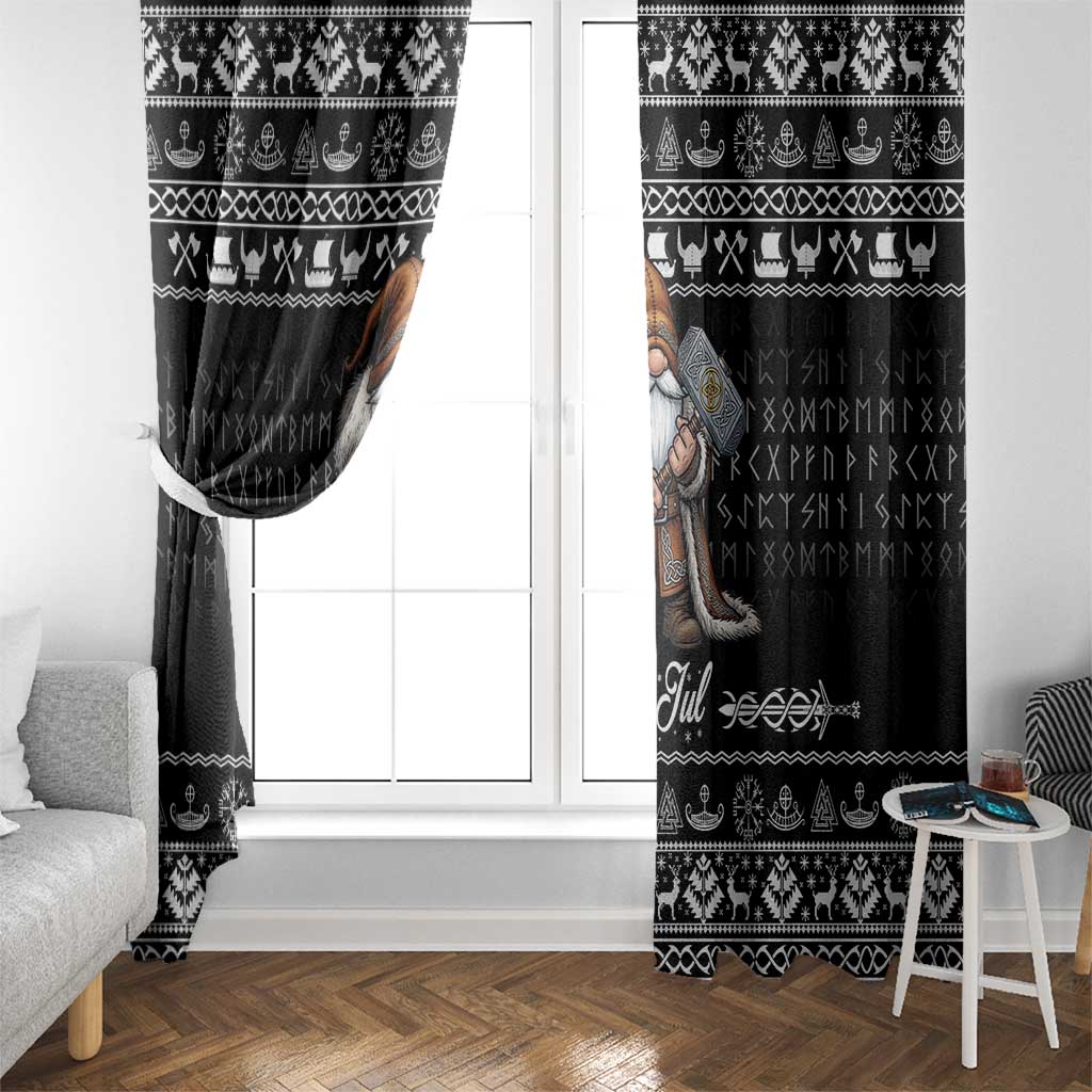 Viking Gnome Christmas Window Curtain Nordic Xmas Spirit Pattern - Wonder Print Shop