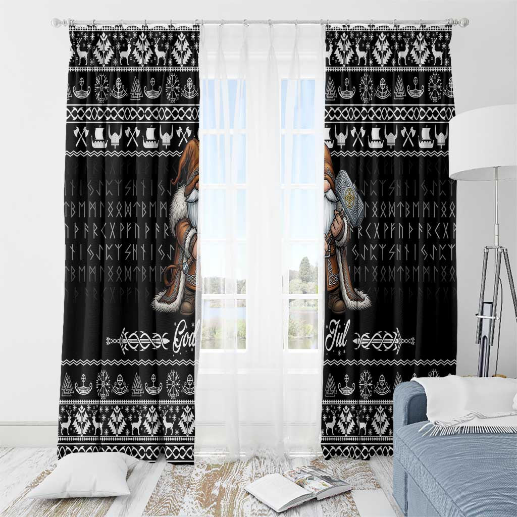 Viking Gnome Christmas Window Curtain Nordic Xmas Spirit Pattern - Wonder Print Shop