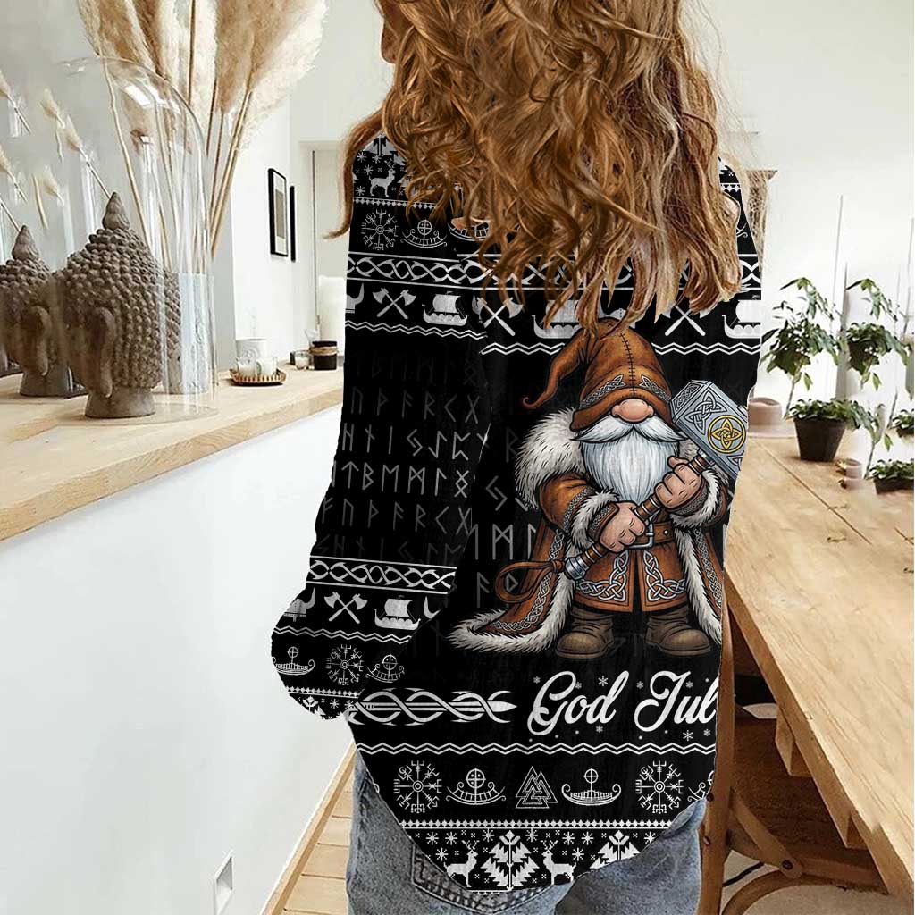 Viking Gnome Christmas Women Casual Shirt Nordic Xmas Spirit Pattern - Wonder Print Shop