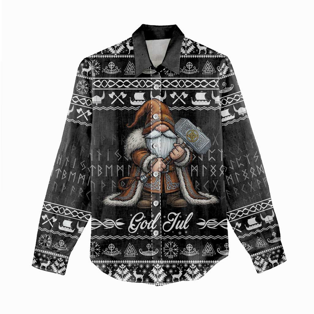 Viking Gnome Christmas Women Casual Shirt Nordic Xmas Spirit Pattern - Wonder Print Shop