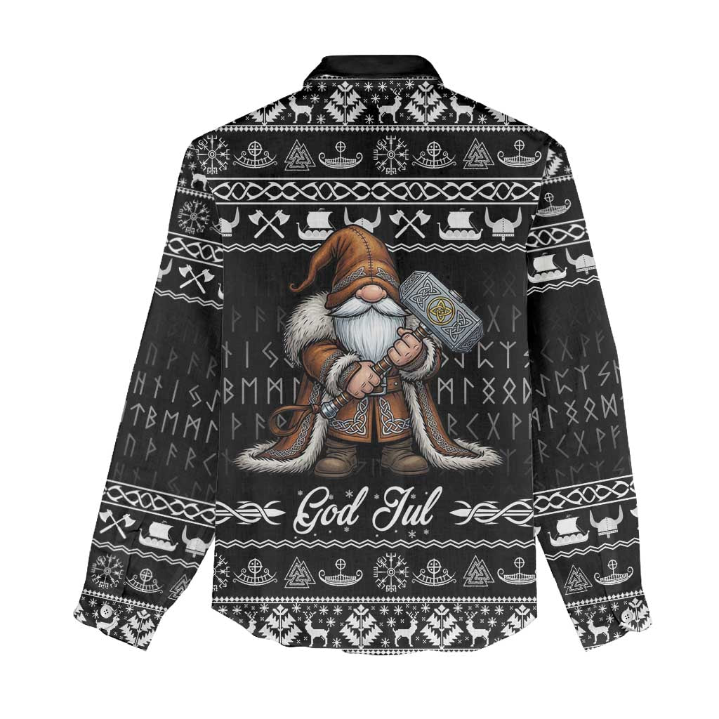 Viking Gnome Christmas Women Casual Shirt Nordic Xmas Spirit Pattern - Wonder Print Shop
