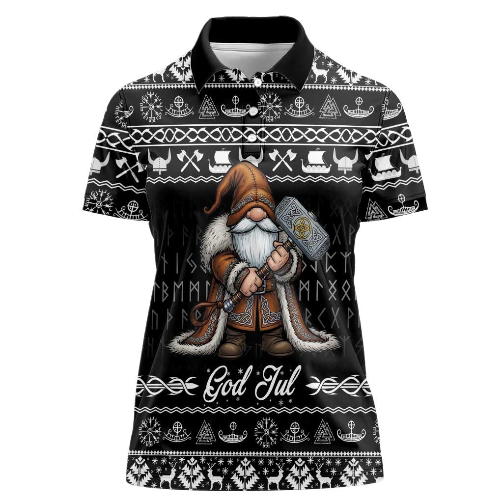 Viking Gnome Christmas Women Polo Shirt Nordic Xmas Spirit Pattern - Wonder Print Shop
