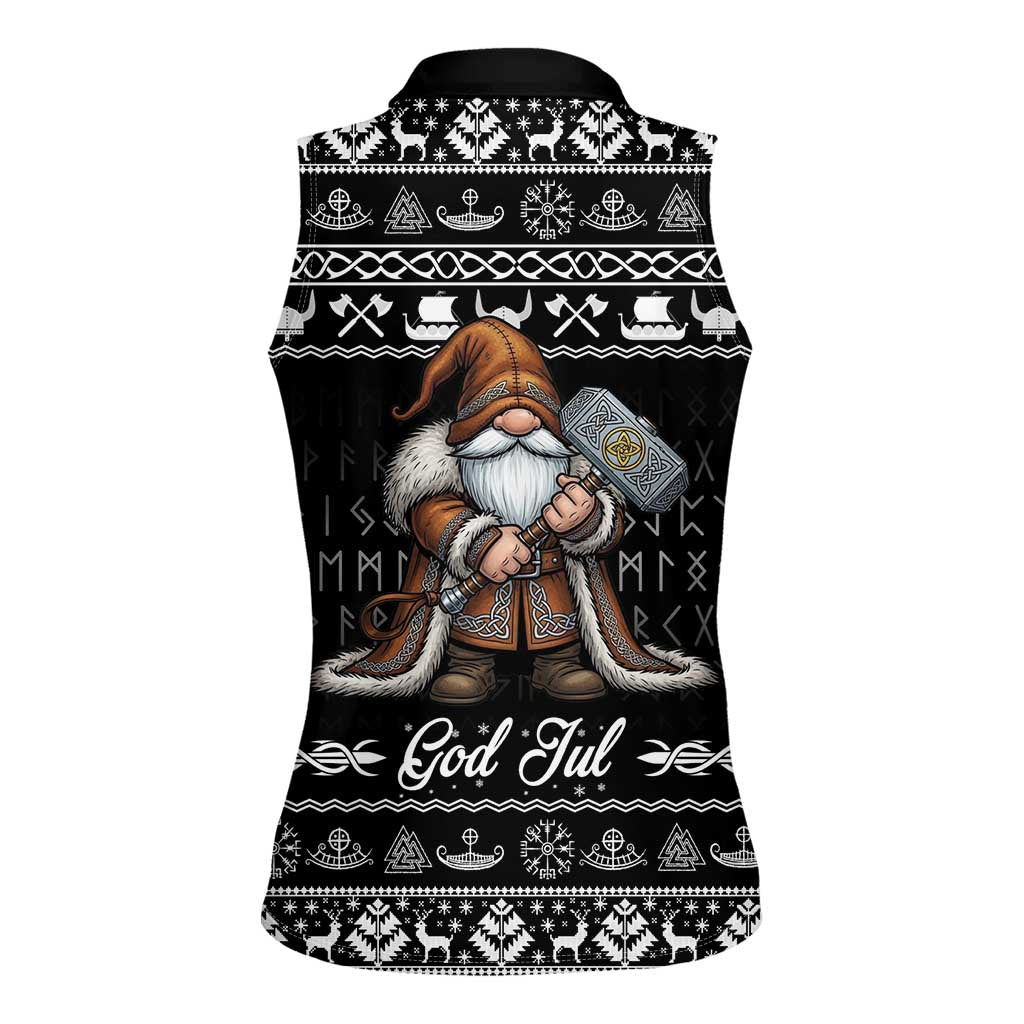 Viking Gnome Christmas Women Sleeveless Polo Shirt Nordic Xmas Spirit Pattern - Wonder Print Shop