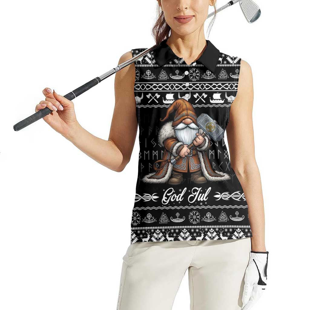 Viking Gnome Christmas Women Sleeveless Polo Shirt Nordic Xmas Spirit Pattern - Wonder Print Shop