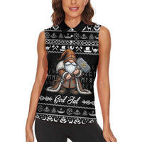 Viking Gnome Christmas Women Sleeveless Polo Shirt Nordic Xmas Spirit Pattern - Wonder Print Shop