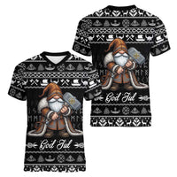 Viking Gnome Christmas Women V-Neck T-Shirt Nordic Xmas Spirit Pattern - Wonder Print Shop