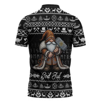 Viking Gnome Christmas Zipper Polo Shirt Nordic Xmas Spirit Pattern - Wonder Print Shop