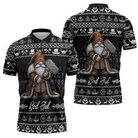 Viking Gnome Christmas Zipper Polo Shirt Nordic Xmas Spirit Pattern - Wonder Print Shop