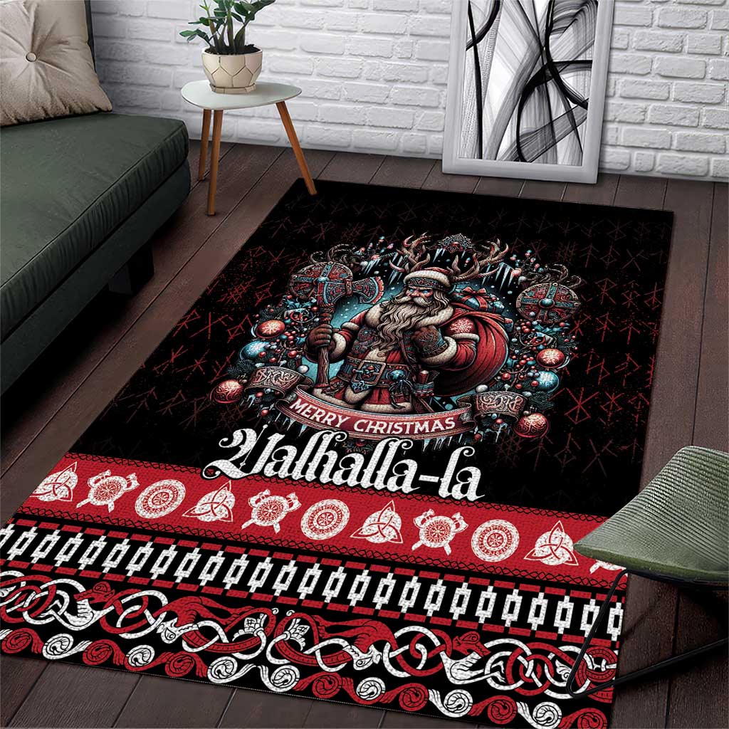 Viking Santa Christmas Area Rug Valhalla-la Nordic Xmas Spirit - Wonder Print Shop